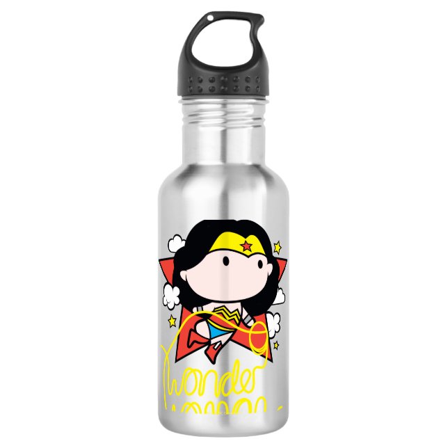 Botella De Agua Chibi WonWoman Volando Con Lasso (Anverso)