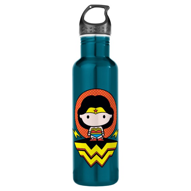 Botella De Agua Chibi WonWoman With Polka Dots and Logo (Anverso)