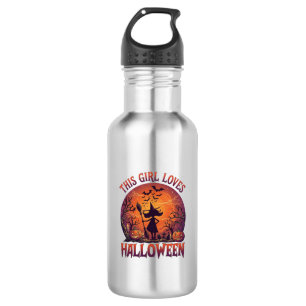 Botella De Agua Chica Ama Bruja de Halloween Calabazas Murciélagos