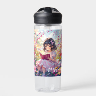 Botella De Agua Chica Anime Leyendo Personalizado 