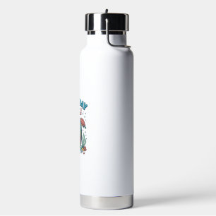 Botella De Agua Chica Cumpleaños 9 Tortuga Oceánica Diseño Vectori