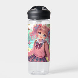 Botella De Agua Chica de anime bonito en cócteles rosados