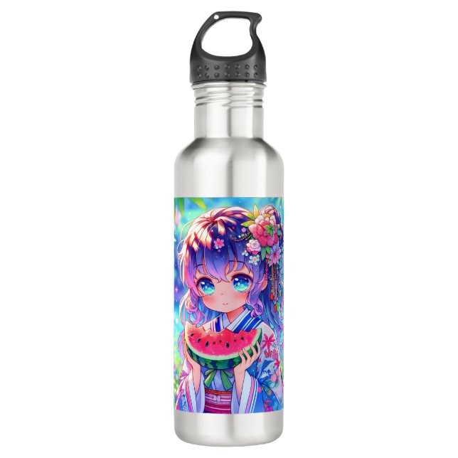 Botella De Agua Chica de anime come sandía en verano (Anverso)