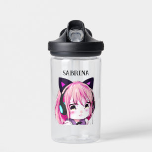 Botella De Agua Chica de anime con orejas gatas