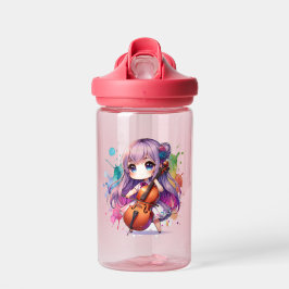 Botella De Agua Chica de anime lindo jugando Cello personalizado
