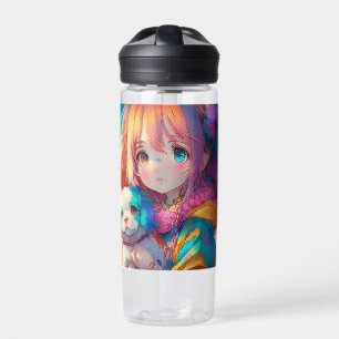 Botella De Agua Chica de anime personalizado con pipa