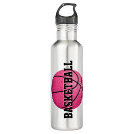Botella De Agua chica de baloncesto rosa brillante personalizado