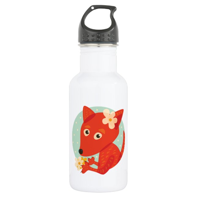 Botella De Agua Chica de Cute Personalizado Fox (Anverso)