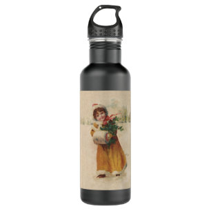 Botella De Agua Chica de invierno de Navidades antiguos niño