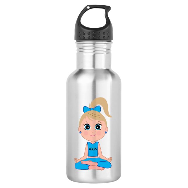 Botella De Agua Chica de la yoga en azul (Anverso)