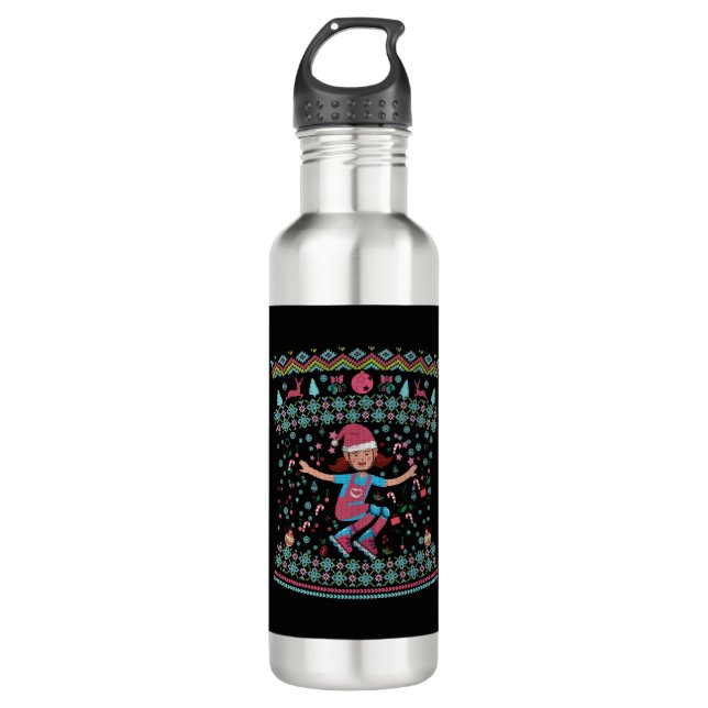 Botella De Agua Chica de Navidades de patinaje sobre ruedas (Anverso)