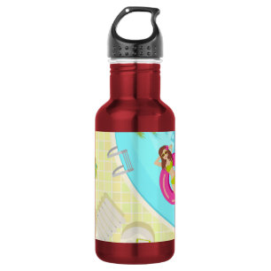 Botella De Agua Chica de piscina en bikini verano playa inoxidable
