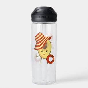 Botella De Agua Chica de playa de aguacate con gorra solar y anill