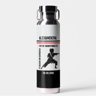 Botella De Agua Chica de Taekwondo Cumpleaños Jugadora de Taekwond