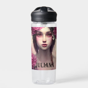 Botella De Agua Chica etéreo personalizado con pecas rosas