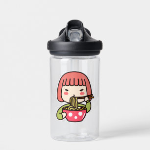 Botella De Agua Chica kawaii personalizado comiendo Ramen