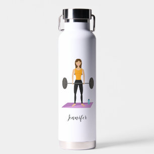 Botella De Agua Chica Linda Haciendo Peso Muerto Con Nombre Person