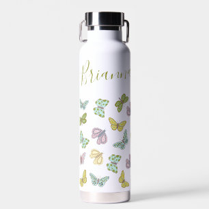 Botella De Agua Chica mariposas frasco rosa