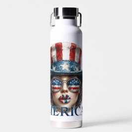 Botella De Agua Chica Merica, 4 de julio Chica de Glam con estrell