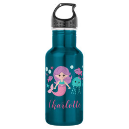 Botella De Agua Chica personalizada de Sirena Cuta