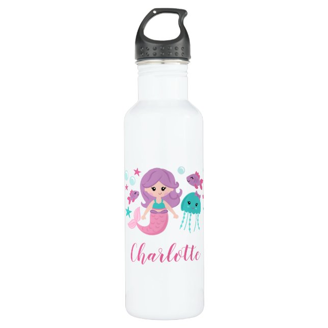 Botella De Agua Chica personalizada de Sirena Cuta (Anverso)