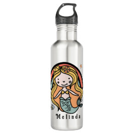Botella De Agua Chica personalizada Escandinava Cute Mermaid