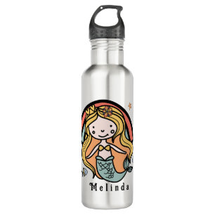 Botella De Agua Chica personalizada Escandinava Cute Mermaid