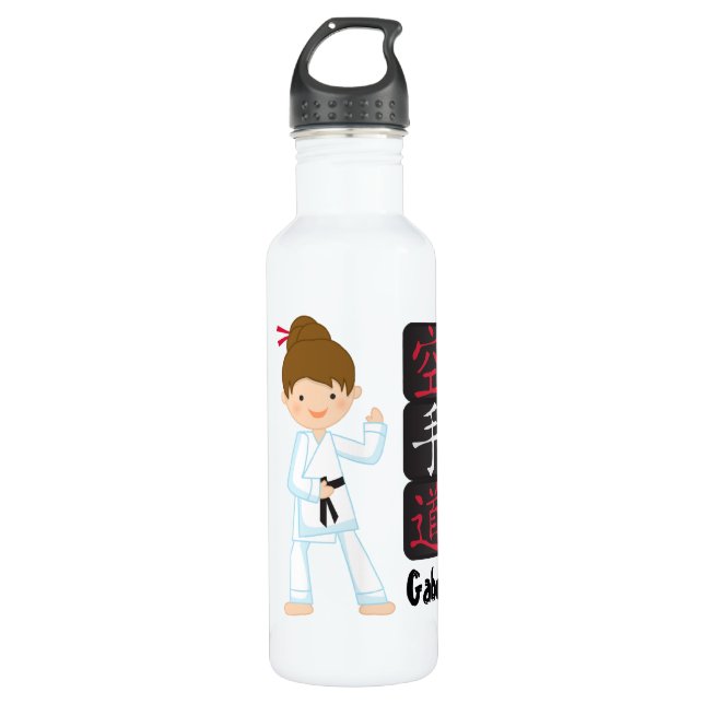 Botella De Agua Chica personalizado del karate (Anverso)