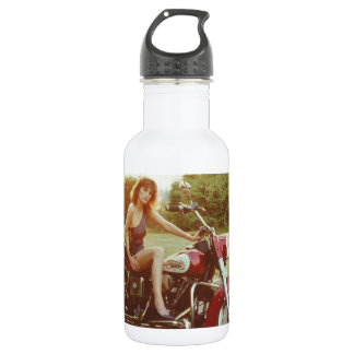 Botella De Agua Chica pinup de motocicleta de los 80