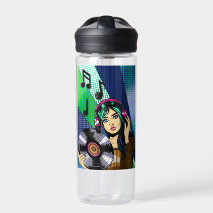 Botella De Agua Chica Pop Art con disco personalizado
