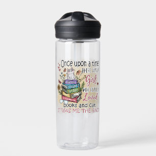 Botella De Agua Chica que ama los libros y los gatos