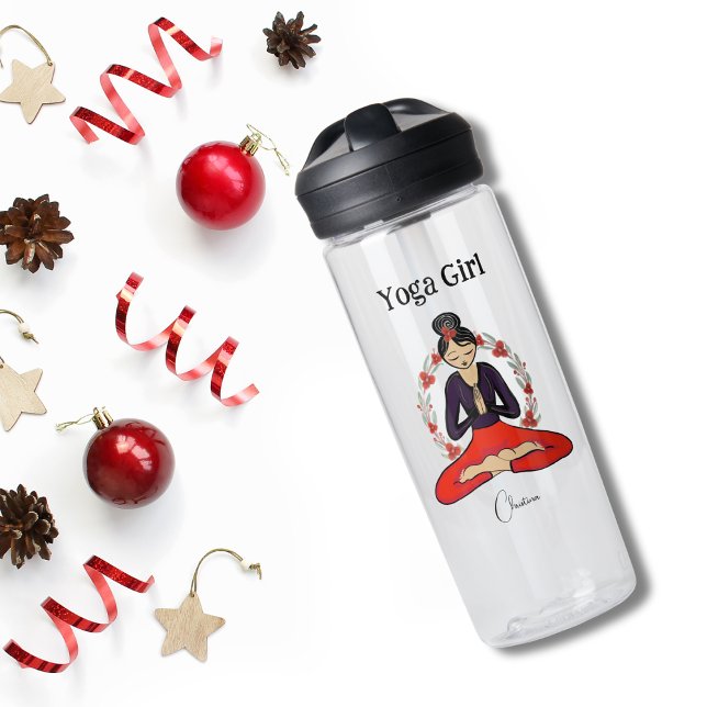 Botella De Agua Chica Yoga  (This design makes a great holiday gift for your favorite Yogi. Festive and fun year round, Cheers!)