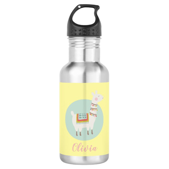 Botella De Agua Chicas Cute Llama Llama Personalizada Niños (Anverso)