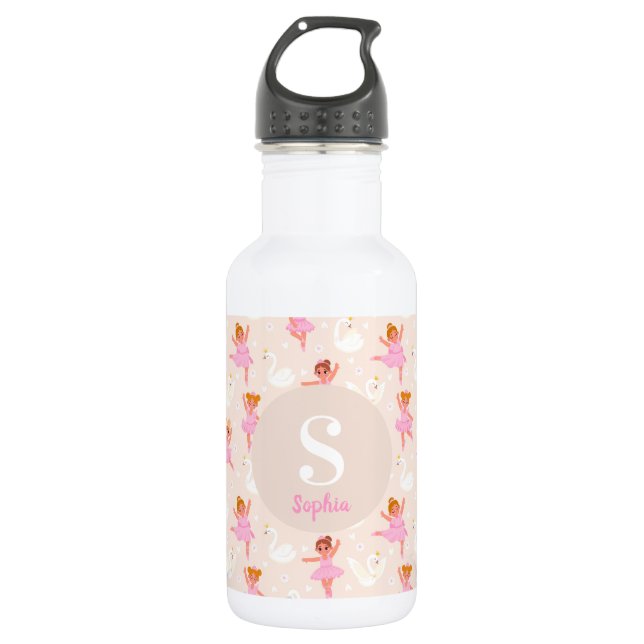 Botella De Agua Chicas Cute Pink Ballerina Swan Personalizado (Anverso)