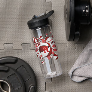 Botella De Agua chicas de baloncesto rojo monogramados