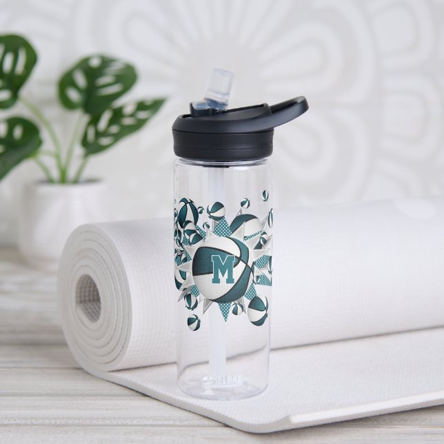 Botella De Agua chicas de baloncesto verde azulados monovacionaliz (Yoga)
