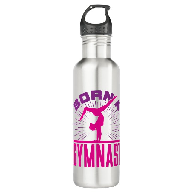 Botella De Agua Chicas de gimnasia nacen gimnasta (Anverso)