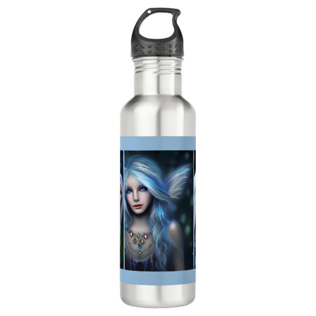 Botella De Agua Chicas de hadas azules etéreos (Anverso)