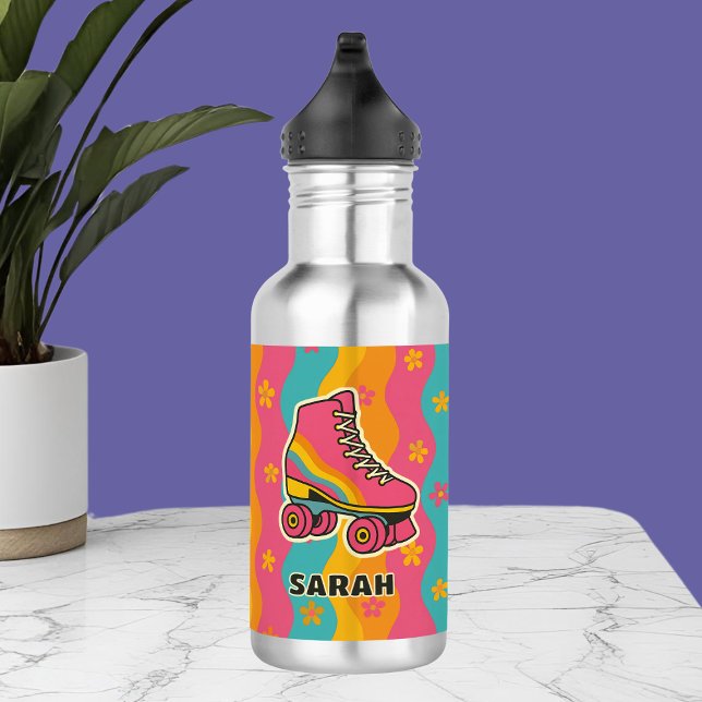 Botella De Agua Chicas de patinaje sobre ruedas retro (Retro Roller Skating Girls Stainless Steel Water Bottle
)