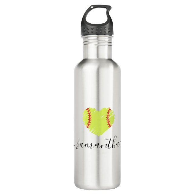 Botella De Agua Chicas de softbol Mujeres personalizadas (Anverso)