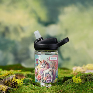 Botella De Agua Chicas lindas amantes del unicornio agregar nombre