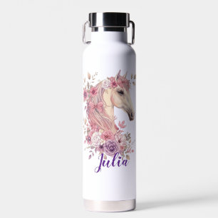 Botella De Agua Chicas Lindos Caballos Flor Pastel Poni