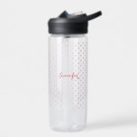 Botella De Agua Chicas Monogramas de los niños con puntos de polka<br><div class="desc">Crea tu propio guión de tipografía personalizado, personalizada, elegante, rosa oscuro, divertido, elegante y moderno fondo de patrón de polka rosa claro, elegante, monocromático, a prueba de fugas, a prueba de derrames, resistente a olores y manchas, BPA, BPS & BPF Libre, fácil de llevar con su mango cómodo, compatible con...</div>