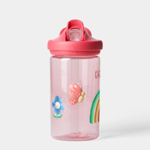 Botella De Agua Chicas niños con mariposa arco iris personalizados
