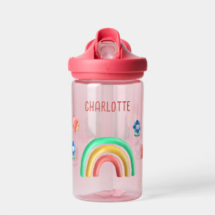 Botella De Agua Chicas niños con mariposa arco iris personalizados