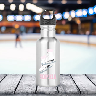 Botella De Agua Chicas personalizados de patines de imágenes rosad