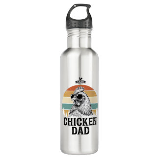 Botella De Agua Chicken Dad Vintage Sunset Funny Chicken Lover Shi