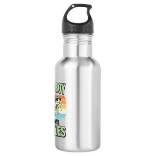 Botella De Agua Chico Que Ama Tortugas Diseño de Grabado Vintage_1
