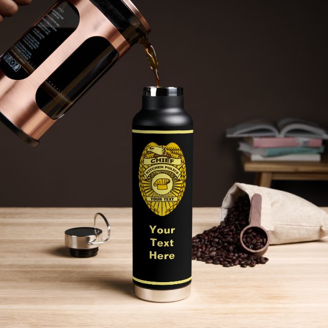 Botella De Agua Chief Of Kitchen Police Badge (Café (girado))