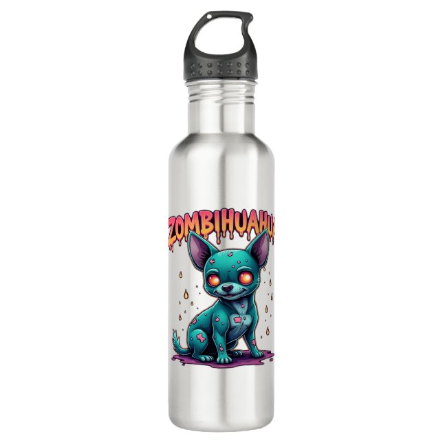 Botella De Agua Chihuahua Chi Chichi Chiwawa Zombie Dog Halloween (Anverso)